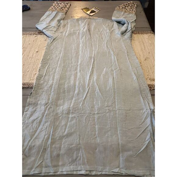 Beechtree Blue Pink Gold Embroidered Sequins Floral Tunic Dress Sz 12 Boho - Picture 10 of 12